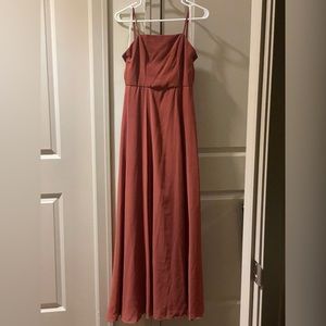 Spaghetti Strap Chiffon Bridesmaid Dress with Slit	-Davids Bridal